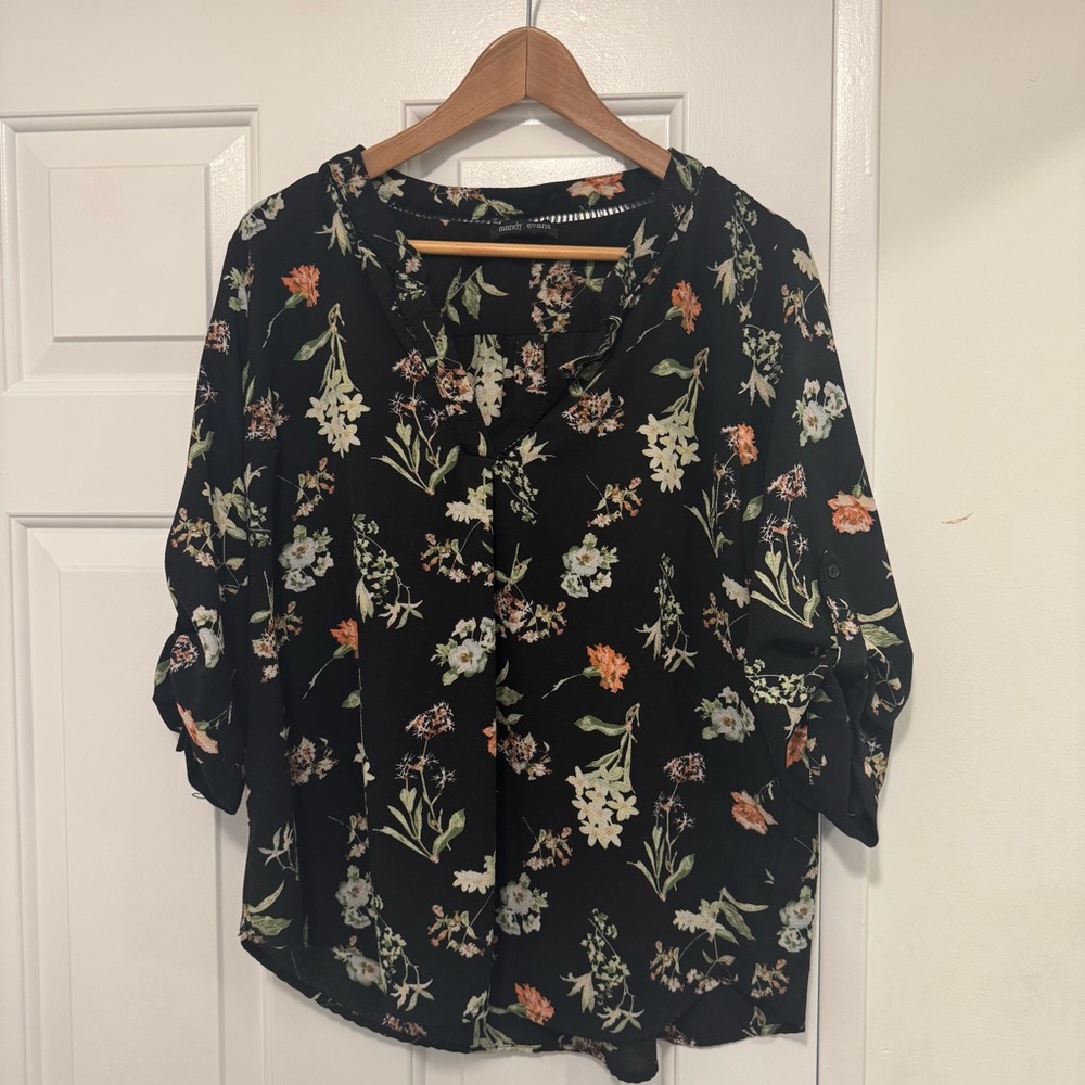 Mandy Evans black floral blouse